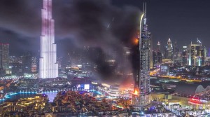 Timelaps videó az égő felhőkarcolóról – Dubai